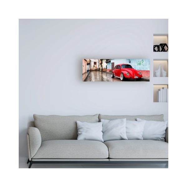 Trademark Fine Art Phil. Hugonnard 'Viva Mexico 2 Red VW Beetle Car in San Cristobal de Las Casas II' Canvas Art, 10x32 - PH01504-C1032GG