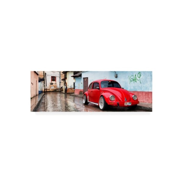 Trademark Fine Art Phil. Hugonnard 'Viva Mexico 2 Red VW Beetle Car in San Cristobal de Las Casas II' Canvas Art, 10x32 - PH01504-C1032GG