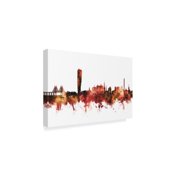 Trademark Fine Art Michael Tompsett 'Malmo Sweden Skyline Red' Canvas Art, 22x32 - MT01981-C2232GG