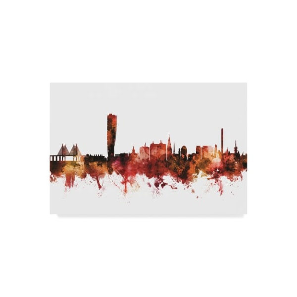 Trademark Fine Art Michael Tompsett 'Malmo Sweden Skyline Red' Canvas Art, 22x32 - MT01981-C2232GG
