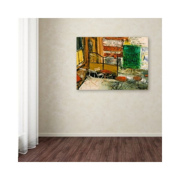 Trademark Fine Art Yuzo Saeki 'Cafe Terrace With Posters' Canvas Art, 14x19 - AA00973-C1419GG