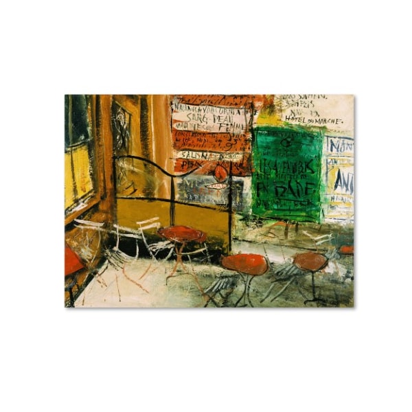 Trademark Fine Art Yuzo Saeki 'Cafe Terrace With Posters' Canvas Art, 14x19 - AA00973-C1419GG