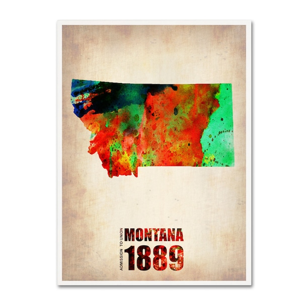 Trademark Fine Art Naxart 'Montana Watercolor Map' Canvas Art, 14x19 - ALI0162-C1419GG