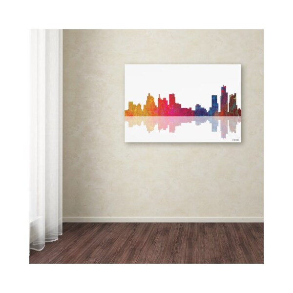 Trademark Fine Art Marlene Watson 'Boston Massachusetts Skyline II' Canvas Art, 16x24 - MW0076-C1624GG