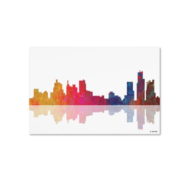 Trademark Fine Art Marlene Watson 'Boston Massachusetts Skyline II' Canvas Art, 16x24 - MW0076-C1624GG
