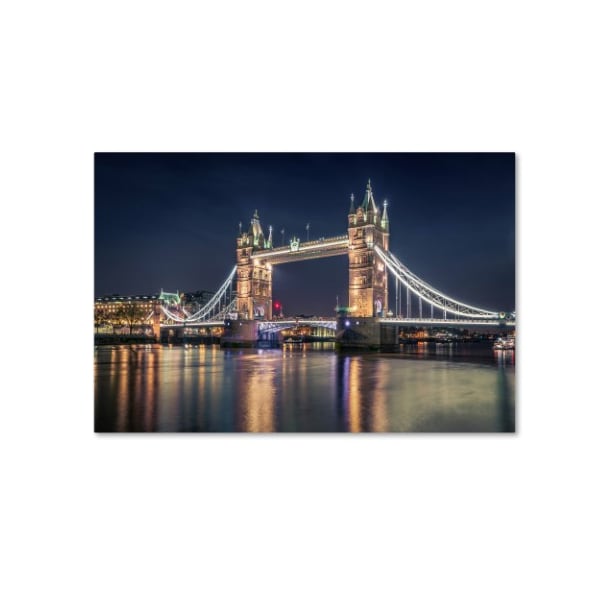 Trademark Fine Art Nader El Assy 'Night At The Tower Bridge' Canvas Art, 16x24 - 1X00931-C1624GG