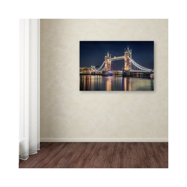 Trademark Fine Art Nader El Assy 'Night At The Tower Bridge' Canvas Art, 16x24 - 1X00931-C1624GG