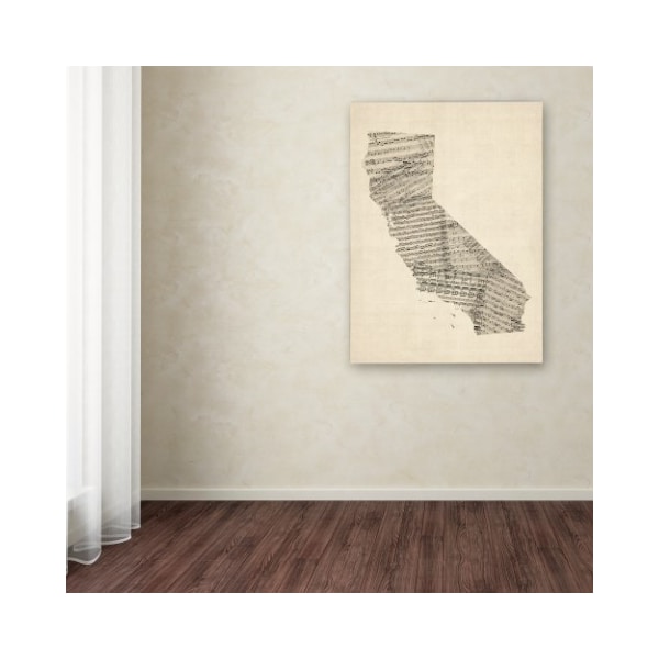 Trademark Fine Art Michael Tompsett 'Old Sheet Music Map of California' Canvas Art, 18x24 - MT0527-C1824GG
