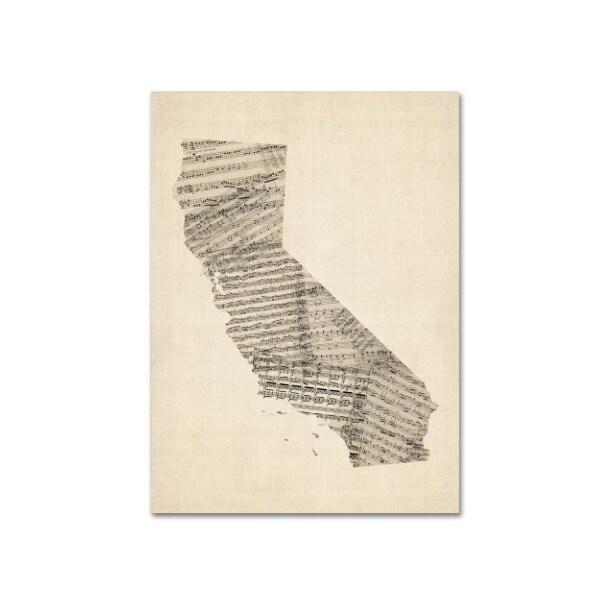 Trademark Fine Art Michael Tompsett 'Old Sheet Music Map of California' Canvas Art, 18x24 - MT0527-C1824GG