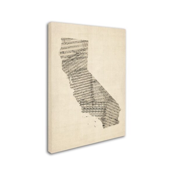 Trademark Fine Art Michael Tompsett 'Old Sheet Music Map of California' Canvas Art, 18x24 - MT0527-C1824GG