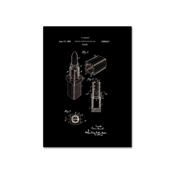 Trademark Fine Art Claire Doherty 'Chanel Lipstick Case Patent Black' Canvas Art, 18x24 - CDO0035-C1824GG