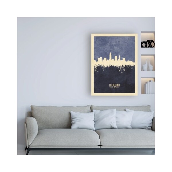 Trademark Fine Art Michael Tompsett 'Cleveland Ohio Skyline Navy' Canvas Art, 18x24 - MT02662-C1824GG