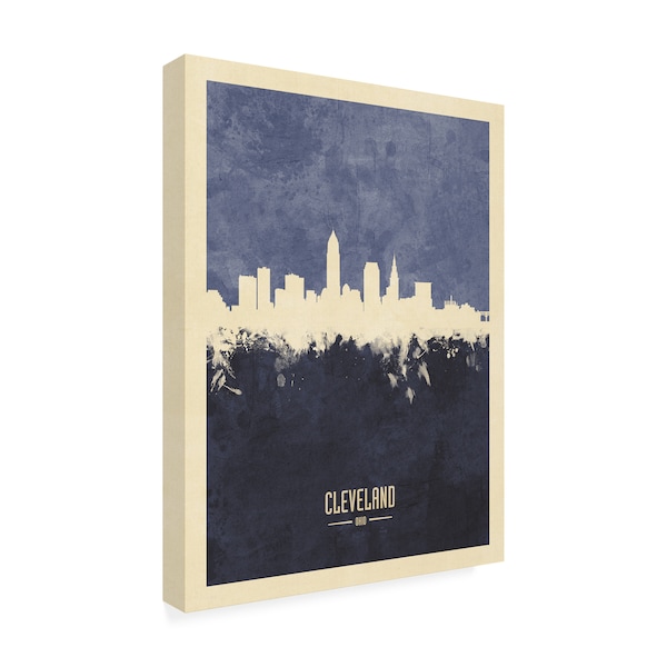 Trademark Fine Art Michael Tompsett 'Cleveland Ohio Skyline Navy' Canvas Art, 18x24 - MT02662-C1824GG