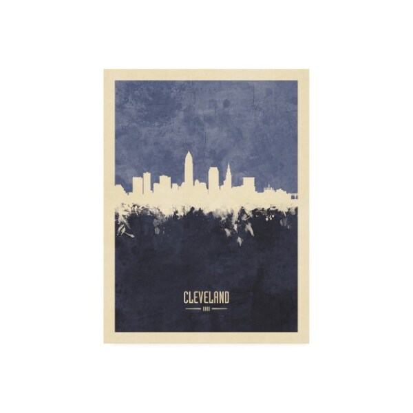 Trademark Fine Art Michael Tompsett 'Cleveland Ohio Skyline Navy' Canvas Art, 18x24 - MT02662-C1824GG