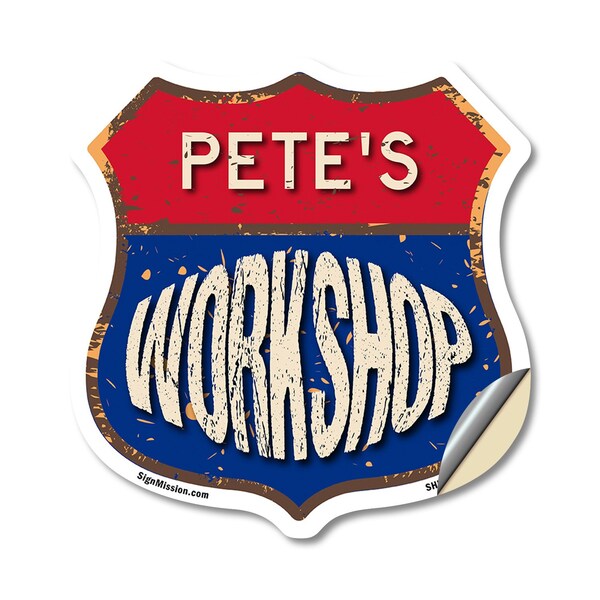 Signmission Pete's Workshop, 12 Inch X 12 Inch, Vinyl Decal - SHI-D-12-489-PETE