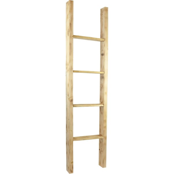 Ekena Millwork 15"W x 60"H x 3 1/2"D Vintage Farmhouse 4 Rung Ladder, Barnwood Decor Collection, Natural Barnwood - DECR015X060X04LDRUF