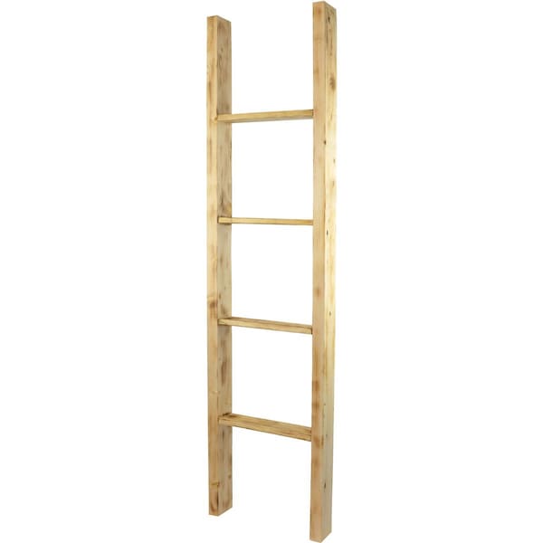 Ekena Millwork 15"W x 60"H x 3 1/2"D Vintage Farmhouse 4 Rung Ladder, Barnwood Decor Collection, Natural Barnwood - DECR015X060X04LDRUF