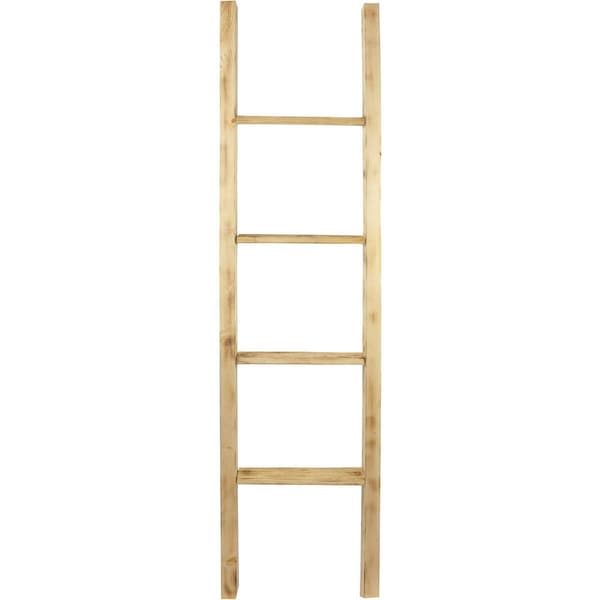 Ekena Millwork 15"W x 60"H x 3 1/2"D Vintage Farmhouse 4 Rung Ladder, Barnwood Decor Collection, Natural Barnwood - DECR015X060X04LDRUF