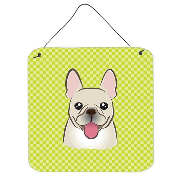 Micasa Checkerboard Lime Green French Bulldog Aluminum Metal Wall Or Door Hanging Prints6 x 6 In. - MI759175