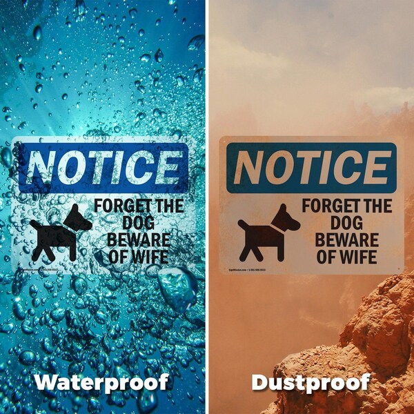 Signmission Forget The Dog Beware Of Wife Sign With Symbol, 24 Inch X 18 Inch, Vinyl Decal, 2PK - OS-2PACK-NS-D-1824-L-12876