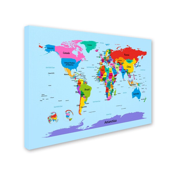 Trademark Fine Art Michael Tompsett 'Childrens World Map' Canvas Art, 30x47 - MT0300-C3047GG