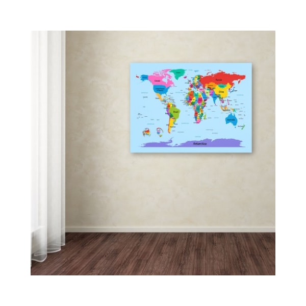 Trademark Fine Art Michael Tompsett 'Childrens World Map' Canvas Art, 30x47 - MT0300-C3047GG