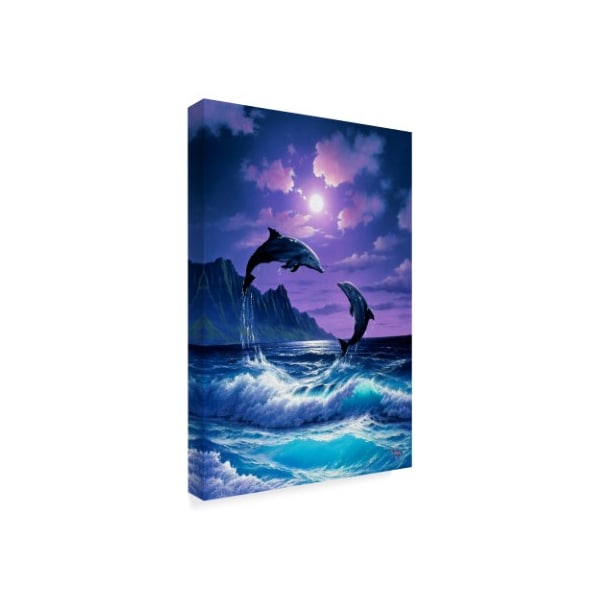 Trademark Fine Art Anthony Casay 'Jumping Dolphins' Canvas Art, 30x47 - ALI20372-C3047GG