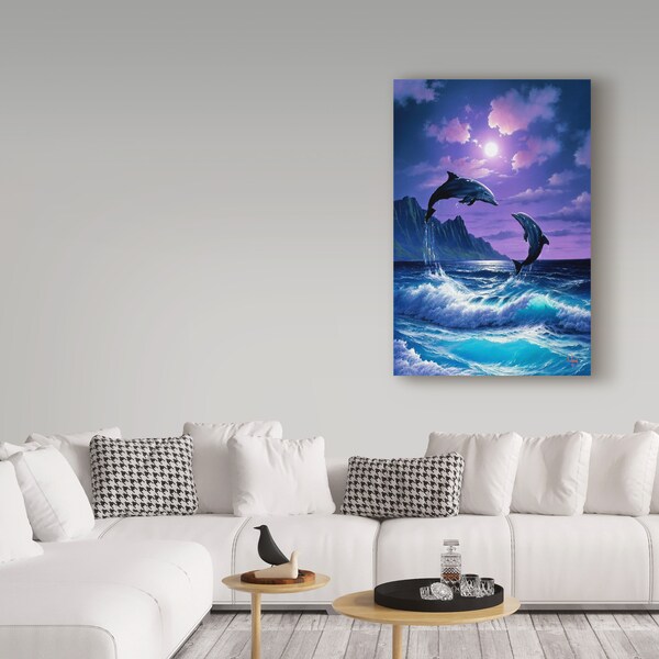 Trademark Fine Art Anthony Casay 'Jumping Dolphins' Canvas Art, 30x47 - ALI20372-C3047GG