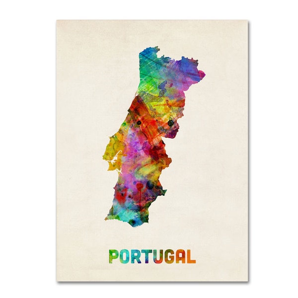 Trademark Fine Art Michael Tompsett 'Portugal Watercolor Map' Canvas Art, 14x19 - MT0498-C1419GG