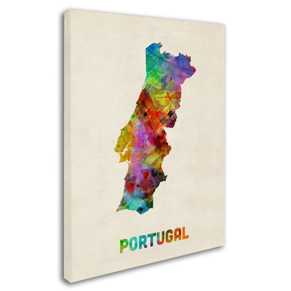 Trademark Fine Art Michael Tompsett 'Portugal Watercolor Map' Canvas Art, 14x19 - MT0498-C1419GG