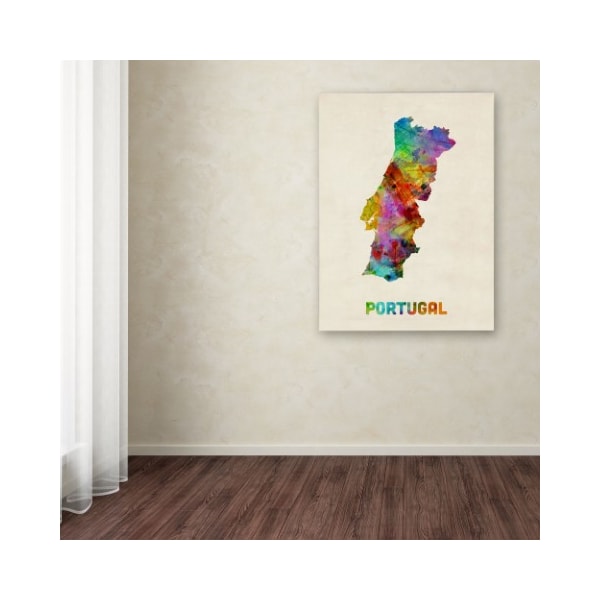 Trademark Fine Art Michael Tompsett 'Portugal Watercolor Map' Canvas Art, 14x19 - MT0498-C1419GG