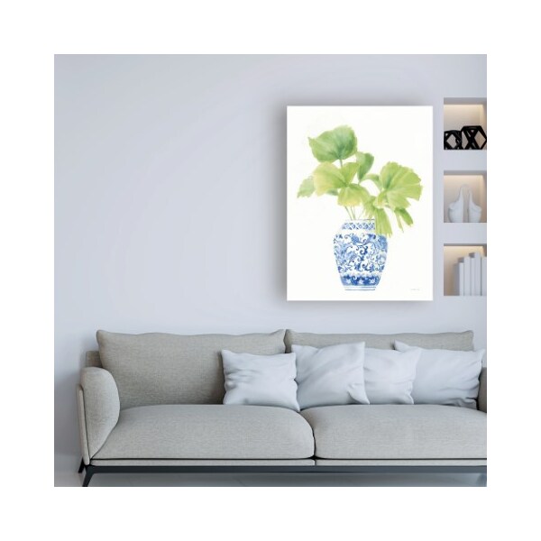Trademark Fine Art Danhui Nai 'Palm Chinoiserie White IV' Canvas Art, 14x19 - WAP12155-C1419GG