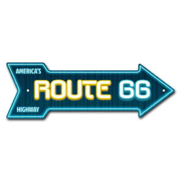 Signmission Route 66 Neon Arrow Sign Funny Home Decor 18in Wide - P-ARROW-999632