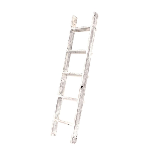 Barnwoodusa Rustic Farmhouse 5ft Reclaimed Wood Picket Ladder (White) - 672713212584