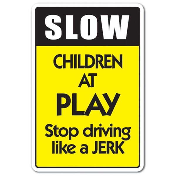 Amistad 6 x 9 in. Slow Children At Play Decal - Kids Driving Traffic Speed Limit Parking - AM3959038