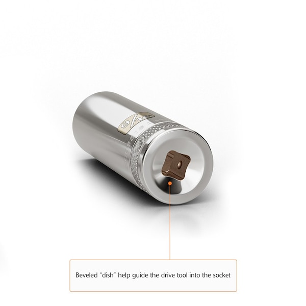 Dynamic Tools 1/2" Drive 6 Point SAE, 1-1/8" Deep Length, Chrome Finish Socket - D016536