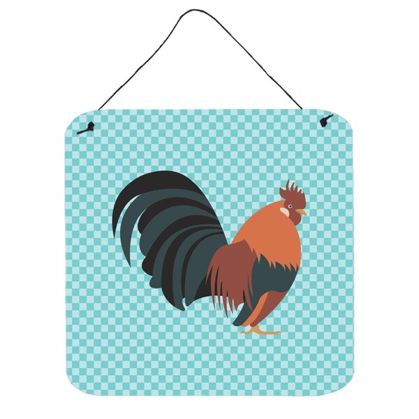 Micasa Dutch Bantam Chicken Blue Check Wall or Door Hanging Prints6 x 6 in. - MI229794
