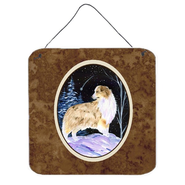 Micasa Starry Night Australian Shepherd Aluminium Metal Wall Or Door Hanging Prints 6 x 6 In. - MI236250