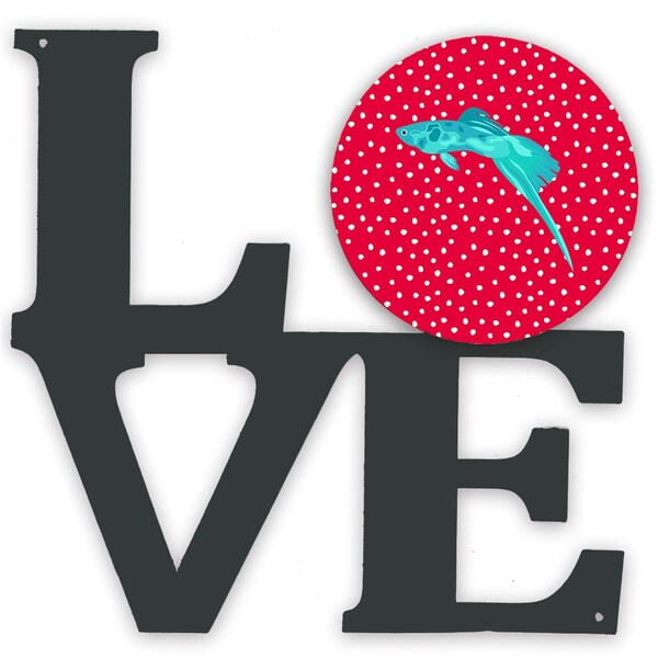 Carolines Treasures 11.5 x 11.75 in. Sword Tail Guppy Love Metal Artwork Wall Decor - CK5498WALV