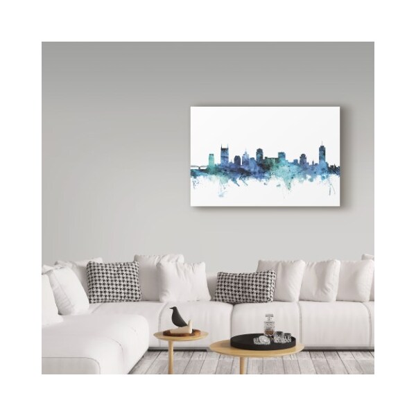 Trademark Fine Art Michael Tompsett 'Nashville Tennessee Blue Teal Skyline' Canvas Art, 16x24 - MT01524-C1624GG