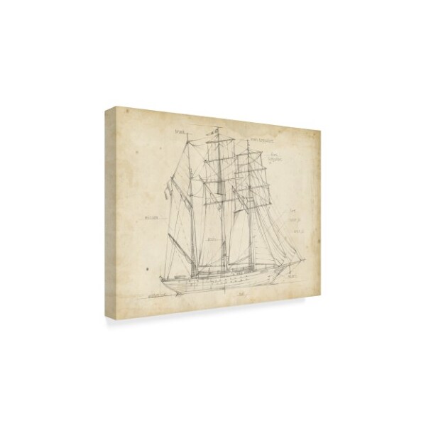 Trademark Fine Art Ethan Harper 'Sailboat Blueprint I' Canvas Art, 18x24 - WAG05255-C1824GG