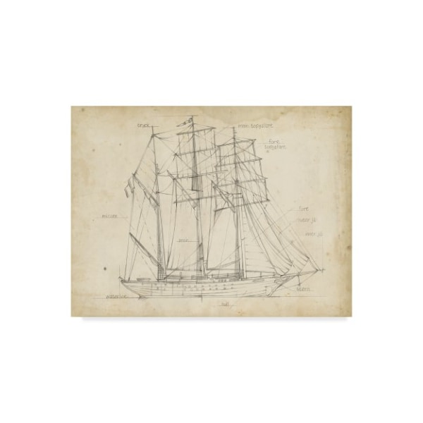 Trademark Fine Art Ethan Harper 'Sailboat Blueprint I' Canvas Art, 18x24 - WAG05255-C1824GG