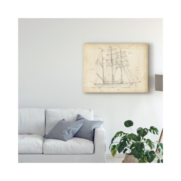 Trademark Fine Art Ethan Harper 'Sailboat Blueprint I' Canvas Art, 18x24 - WAG05255-C1824GG