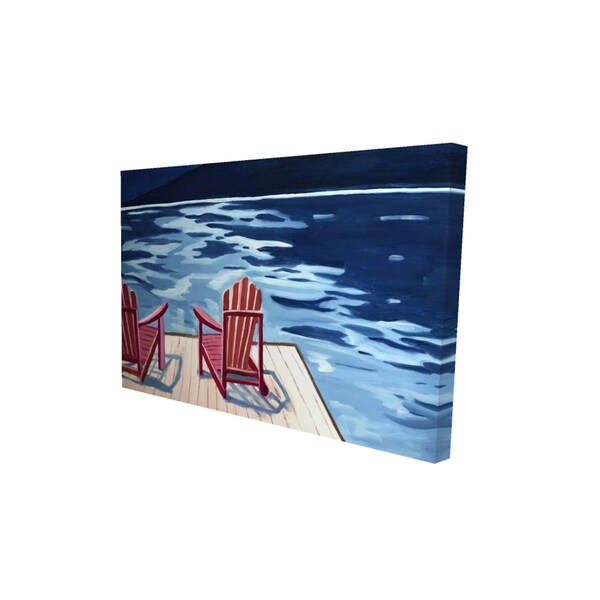 Begin Home Decor 12 x 18 in. Lake, Dock, Mountains & Chairs-Print on Canvas - 2080-1218-LA141