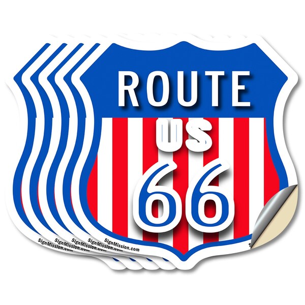 Signmission Route Us 66, 6 inch X 6 inch, Vinyl Decal, 5PK - SHI-D-5PACK-6-480
