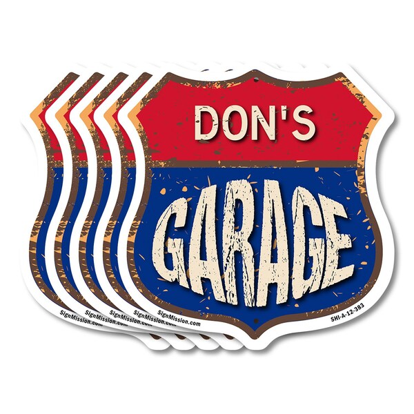 Signmission Don's Garage, 12 inch X 12 inch, Aluminum Metal Sign, 5PK - SHI-A-5PACK-12-383-DON