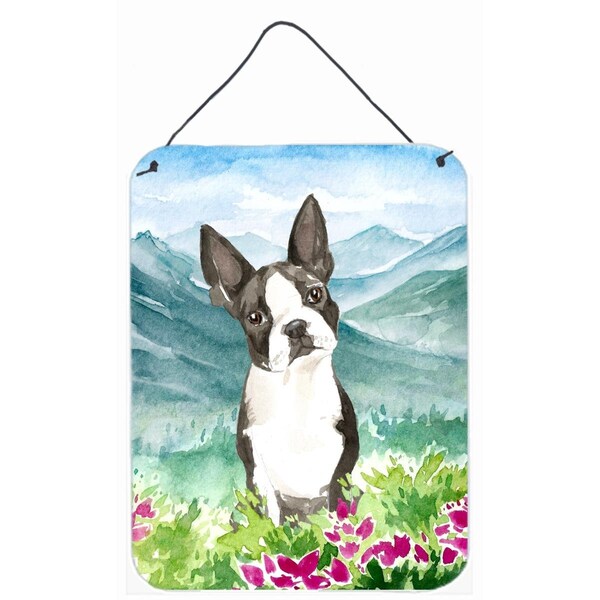 Carolines Treasures Mountain Flowers Boston Terrier Wall or Door Hanging Prints - CK2544DS1216