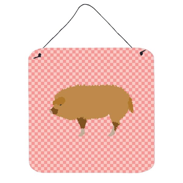 Micasa Hungarian Mangalica Pig Pink Check Wall or Door Hanging Prints6 x 6 in. - MI228562