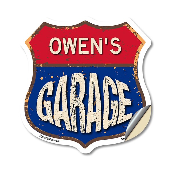 Signmission Owen's Garage, 18 Inch X 18 Inch, Vinyl Decal - SHI-D-18-383-OWEN