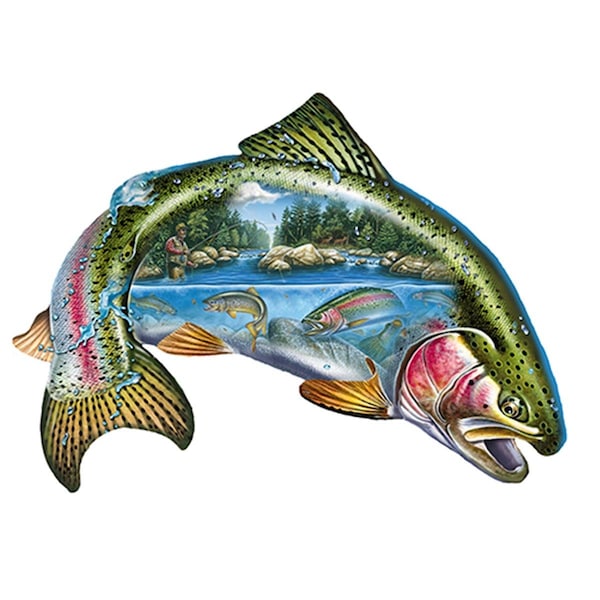 Amistad 14 in. Trout River Fishing Novelty Sign - AM2677821